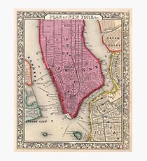 Lámina fotográfica Vintage Map of Lower New York City (1860)