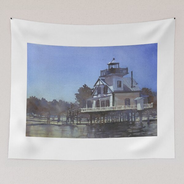 Item preview, Roanoke River Lighthouse on the waterfront of Edenton, North Carolina.  Watercolor painting Edenton lighthouse designed and sold by rfoxphoto.