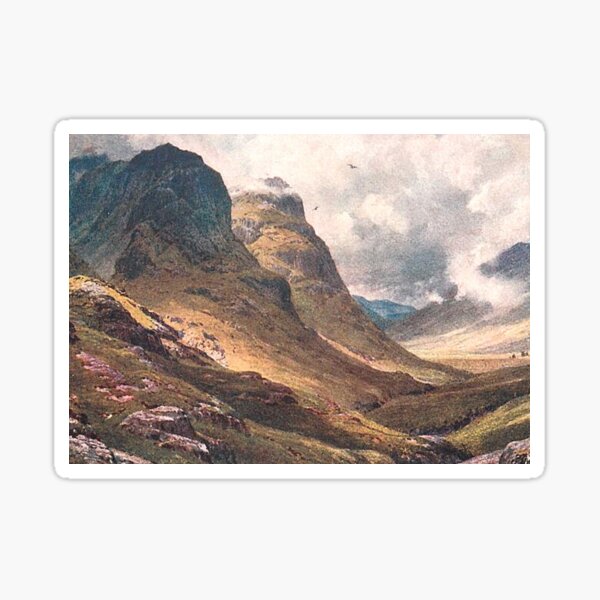 Vintage Illustration of Glencoe, Scottish Highlands Sticker