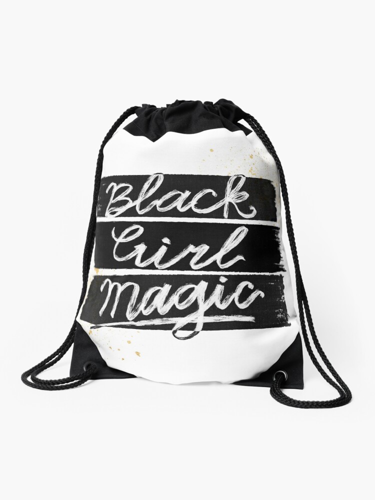 Thumbnail 1 of 3, Drawstring Bag, Black Girl Magic Lettering designed and sold by sincerelyteia.