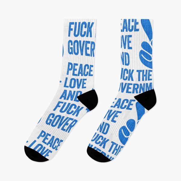 Item preview, Peace, Love and Fuck the Government - Funny Political Quote, Graffiti Art, Blue and White designed and sold by CoolArtGeek.