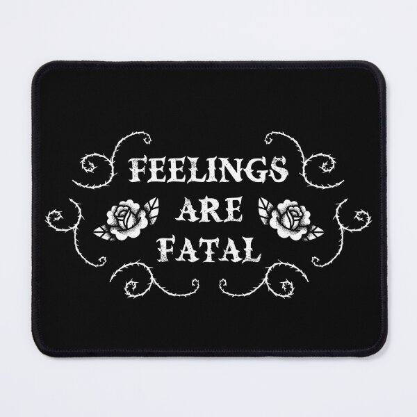 Item preview, Feelings are Fatal Quote with traditional rose tattoos and thorns designed and sold by SpreadForSatan.