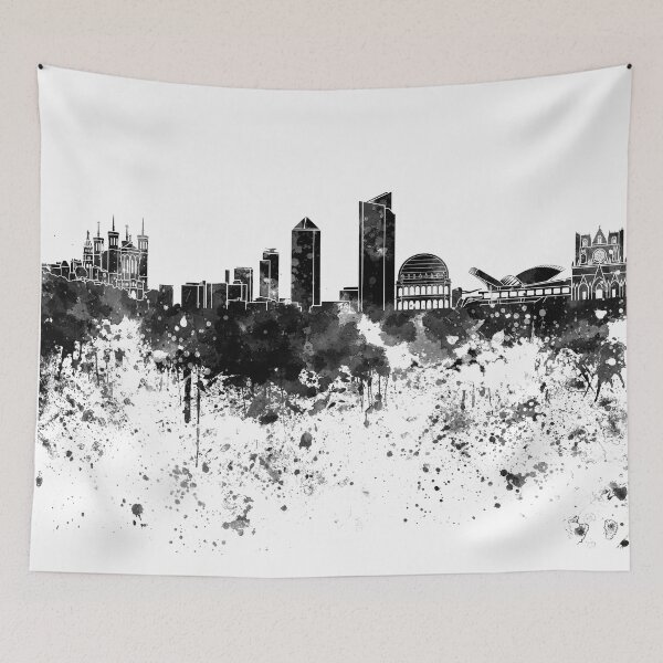 Item preview, Lyon skyline in black watercolor designed and sold by paulrommer.
