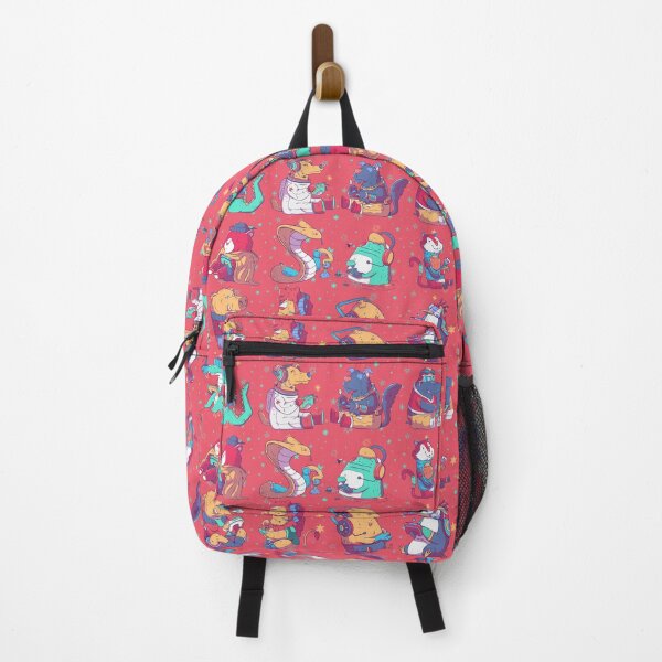 Item preview, Cartoon Animals Playing Video Games All Over Print Pattern - Strawberry Red designed and sold by MnEmzStudio.