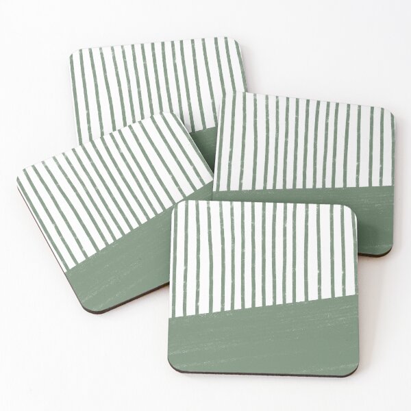 Item preview, Handmade Stripe Block Pattern (sage green/white) designed and sold by Design Minds Boutique.
