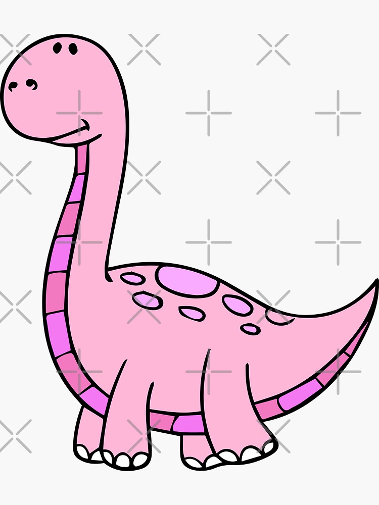 Pegatina Saurópodo Rosa Cute Dino De Themadbrush Redbubble