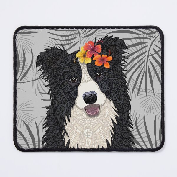 Item preview, Happy Border Collie with Flowers designed and sold by artlovepassion.