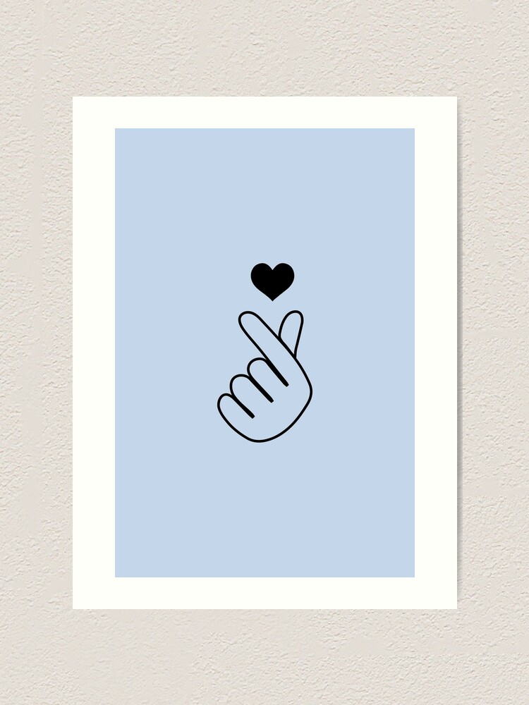 KPOP Finger Heart Symbol - Pastel Blue Pin - View #5