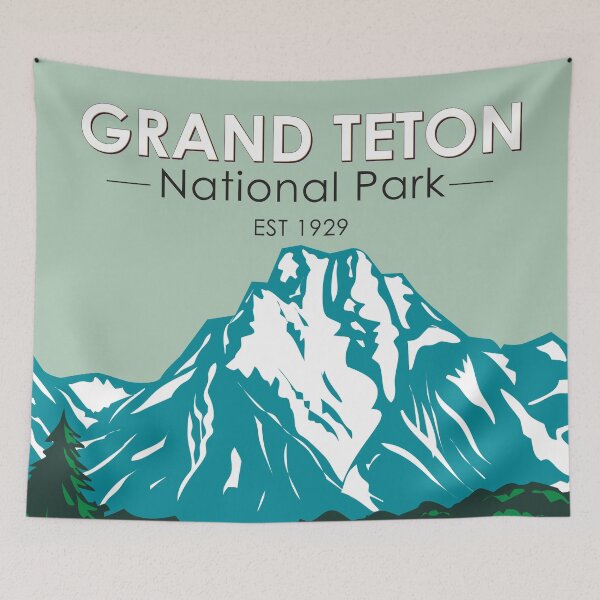 Item preview, Grand Teton Jackson Hole Valley National Park Wyoming Vintage designed and sold by KrisSidDesigns.