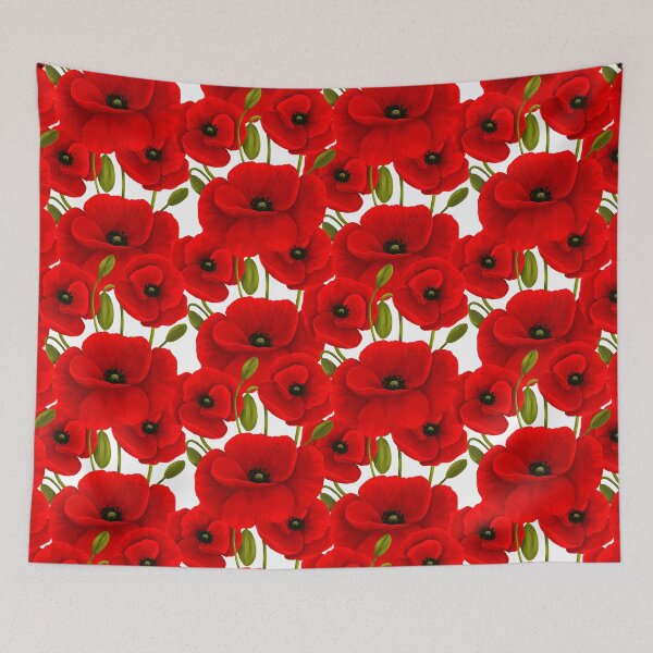 Item preview, Red Poppy Flowers Pattern designed and sold by Kraina.