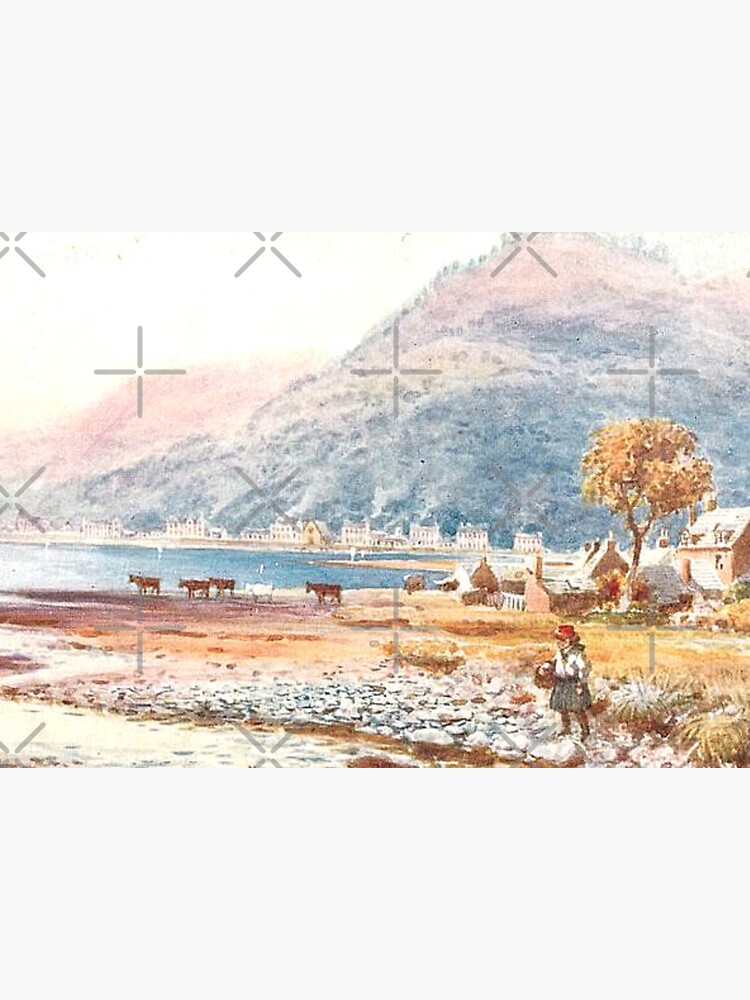 "Vintage Illustration of Kilchattan Bay, Isle of Bute" Sticker for Sale