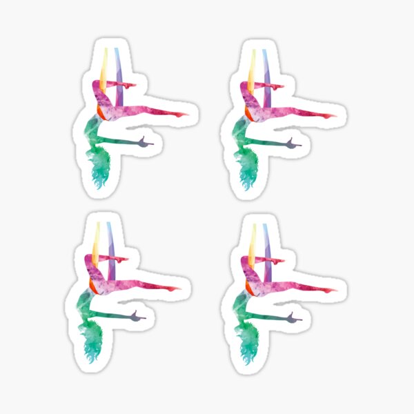Aerial Yoga Acrobatic Sport Aerialist Gymnastics Watercolor Workout 4 Sticker Pack Sticker