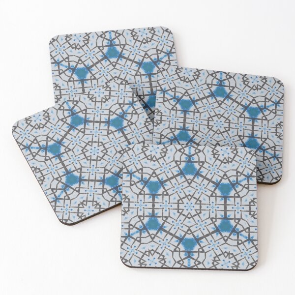 Artikelvorschau, Kaspisches Gitter 9 blaues und weißes Fliesenmuster - Künstlerin Jenny Meehan entworfen und verkauft von Jenny Meehan Art Prints and Patterns .