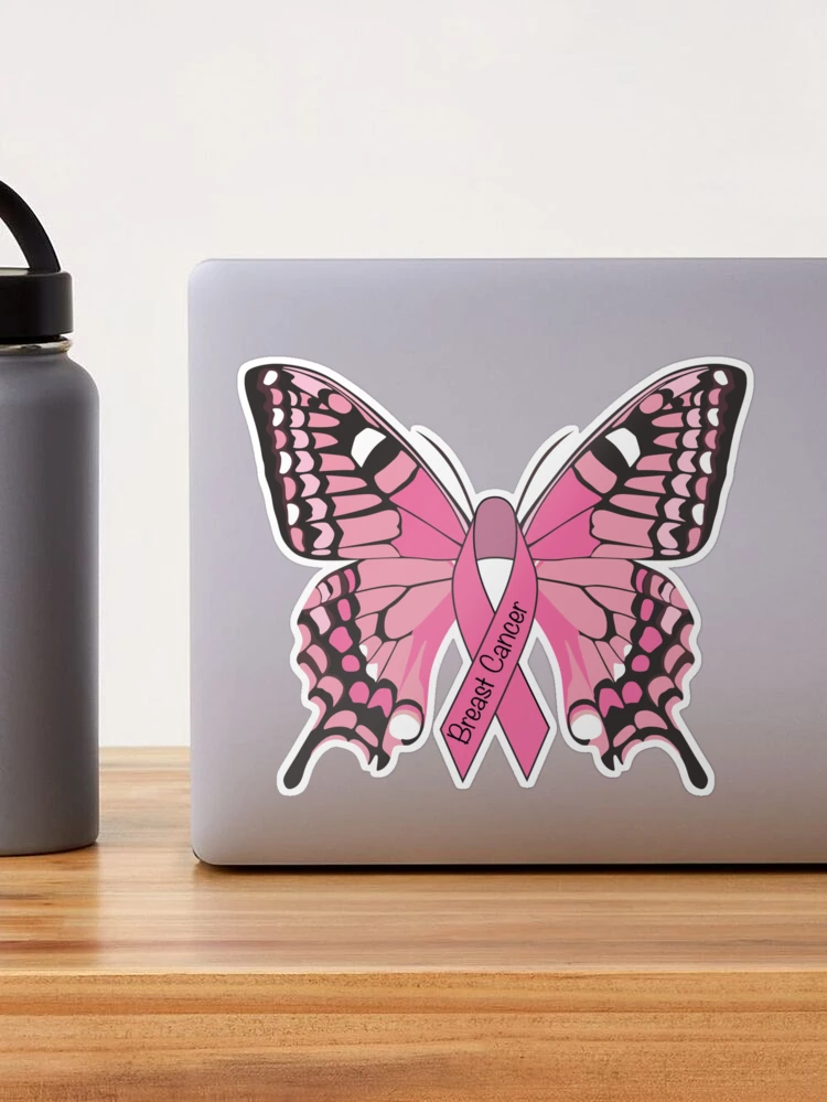 Breast Cancer Ribbon Butterfly Sticker