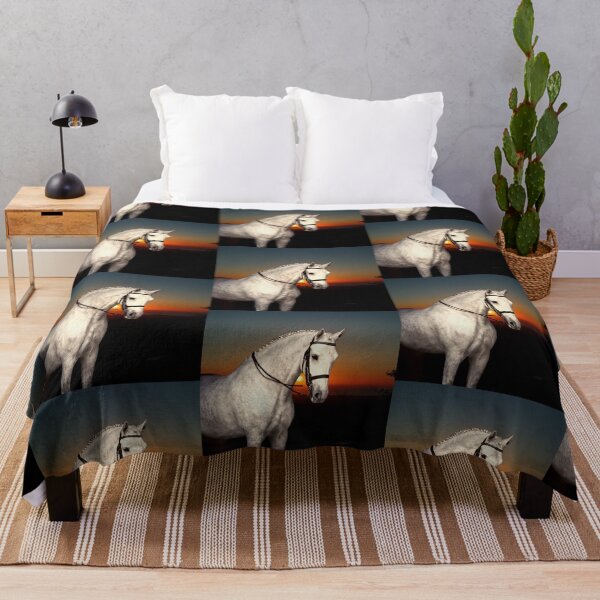 Item preview, Gray at Dawn - Bold and Beautiful "White" Horse with the Rising Sun designed and sold by OpenED360.