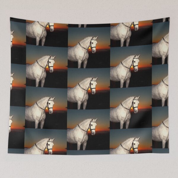 Item preview, Gray at Dawn - Bold and Beautiful "White" Horse with the Rising Sun designed and sold by OpenED360.