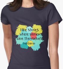 Neil Gaiman (feminist at heart) Women's Fitted T-Shirt