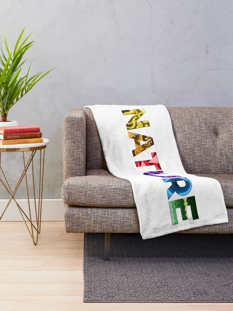 Thumbnail 2 of 6, Throw Blanket, Nature In Rainbow Letters designed and sold by FoxCodeCreation.