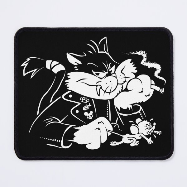 Item preview, Smoking Evil Cat with Leather Jacket Lapel Pins Catches Mouse designed and sold by SpreadForSatan.