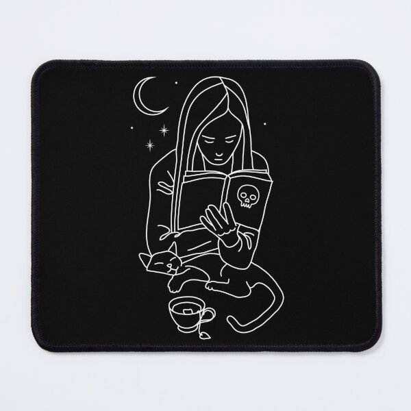 Item preview, Wiccan Witch Bookworm Reading Horror, Drinking Tea with Her Cat  designed and sold by SpreadForSatan.