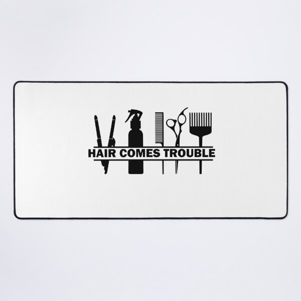 Item preview, Hair Comes Trouble Hairdressing / Barbering Pun ( Black ) designed and sold by RomeoSketches.