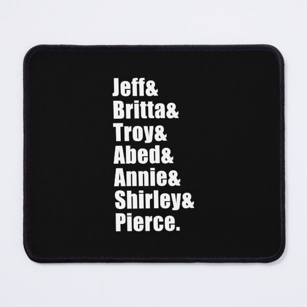 Aperçu de l'œuvre Jeff & Britta & Troy & Abed & Annie & Shirley & Pierce (Noir) créée et vendue par quoteedesigns.