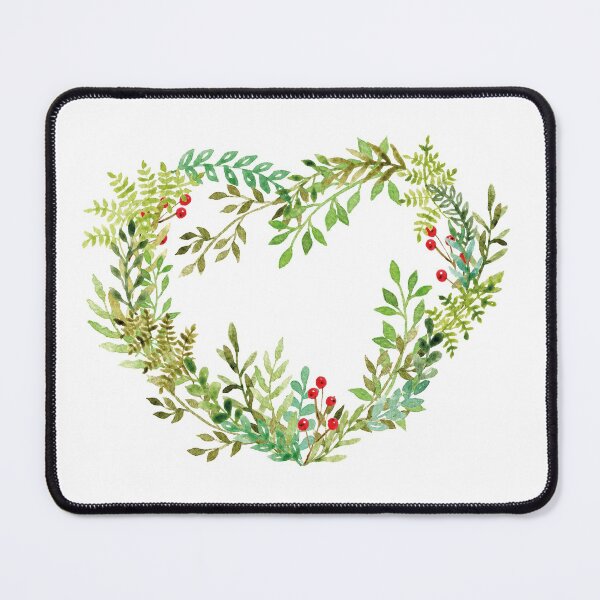 Item preview, Watercolor Heart Wreath - Forest Foliage and Berries designed and sold by AlicjaCurioseur.