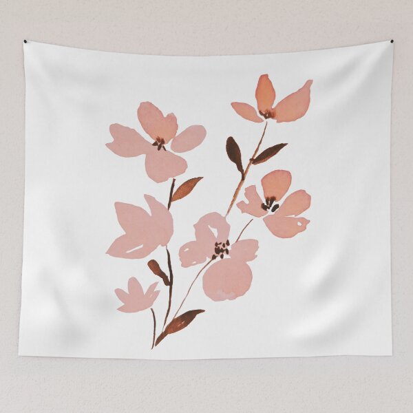 Item preview, salmon color flowers watercolor painting designed and sold by Saba-Red-Ideas.