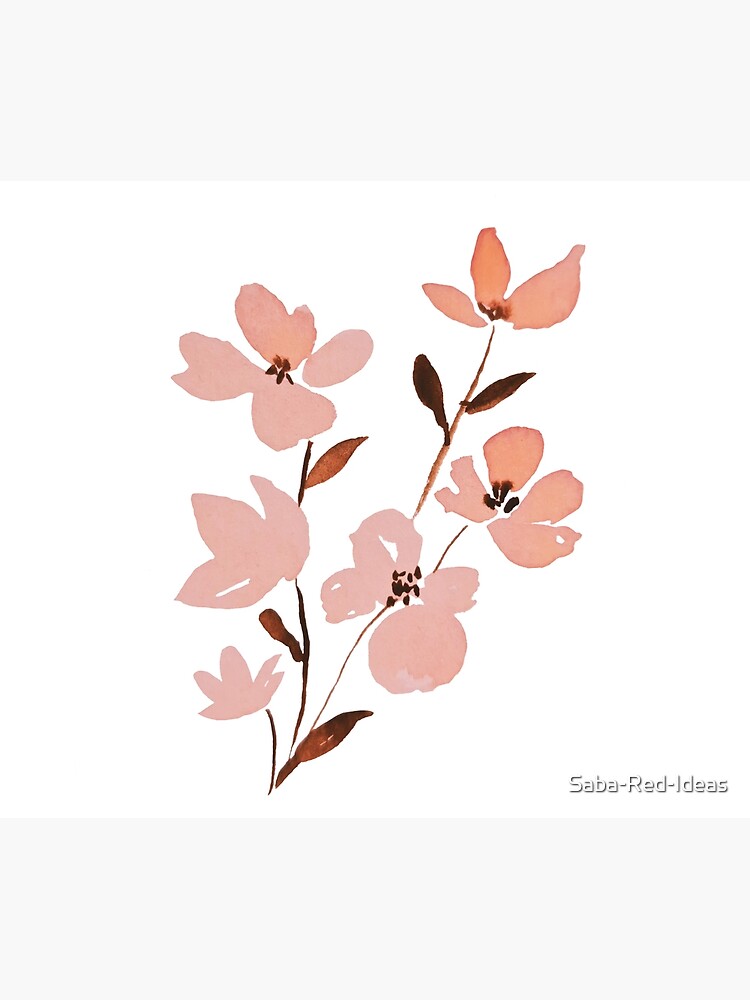 "salmon color flowers watercolor painting" Art Print by SabaRedIdeas
