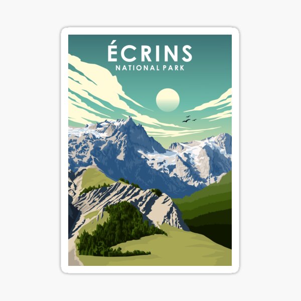 Ecrins National Park France Travel Poster Sticker