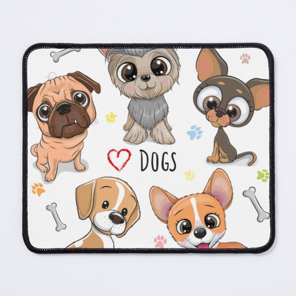 Item preview, Cute Happy Collection of Dogs Puppies with Paw Prints & Bones designed and sold by WearWolfDesigns.