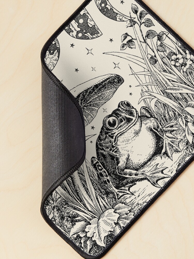 Alternate view of Cute Cottagecore Aesthetic Frog Mushroom Moon Witchy Vintage - Dark Academia Goblincore Witchcraft Froggy - Emo Grunge Nature Fantasy - Fairycore Toad Toadstool Pond Mouse Pad