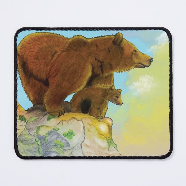 Item preview, Grizzly momma bear and cub standing on a rock looking the forest designed and sold by Brushes with Nature.