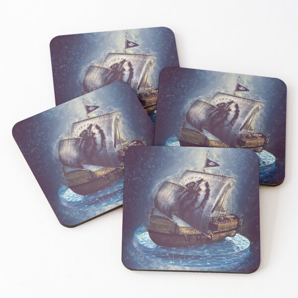 Item preview, Fantasy pirate sailin ship, starry night, sea, lightning, space designed and sold by Svitac.