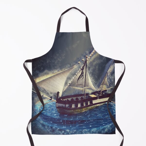 Item preview, Fantasy pirate sailin ship, starry night, sea, lightning, space designed and sold by Svitac.