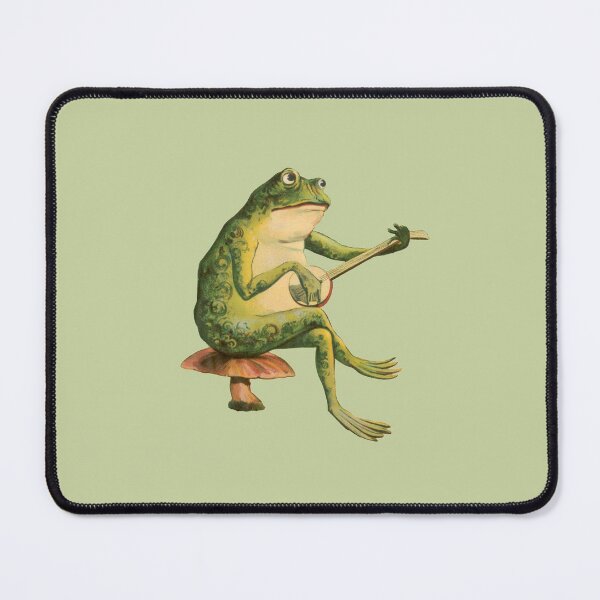 Item preview, Melancholic Vintage Frog: Banjo Player on Mushroom Toadstool, Cottagecore and Goblincore Aesthetics with Edgy Grunge designed and sold by MinistryOfFrogs.