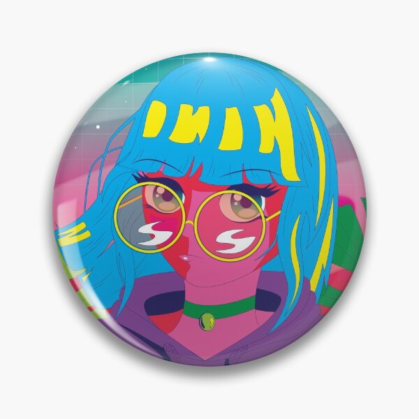 Aperçu de l'œuvre Fille d'anime de couleur néon pop art avec des lunettes de soleil de couleur rose créée et vendue par KarlieDesign.