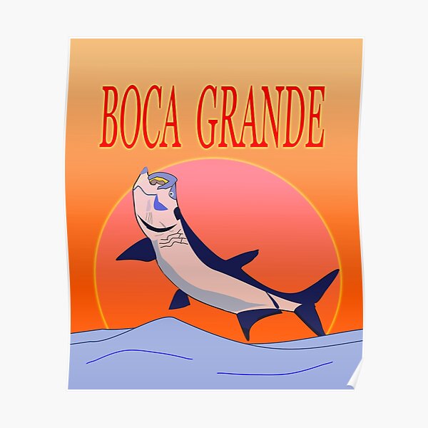 Boca Grande with Tarpon Jumping GRAPHIC Poster