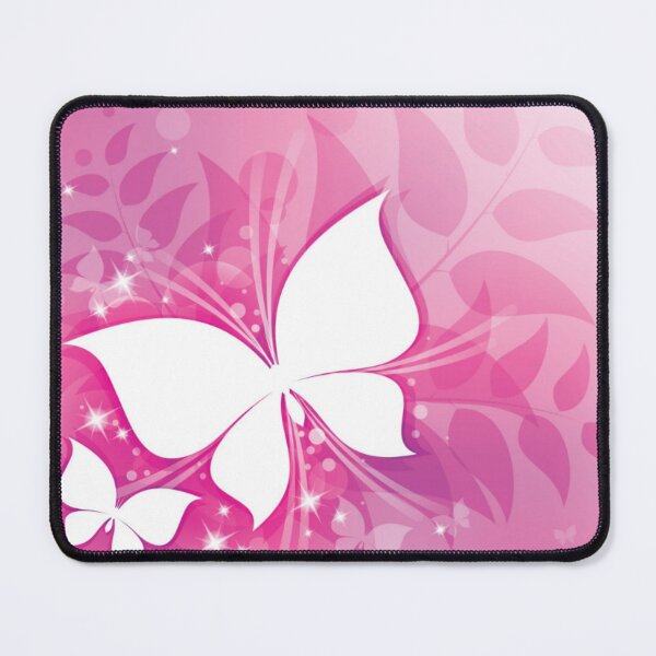 Item preview, White Butterflies & Stars Pink Leaves Background Abstract Art designed and sold by WearWolfDesigns.