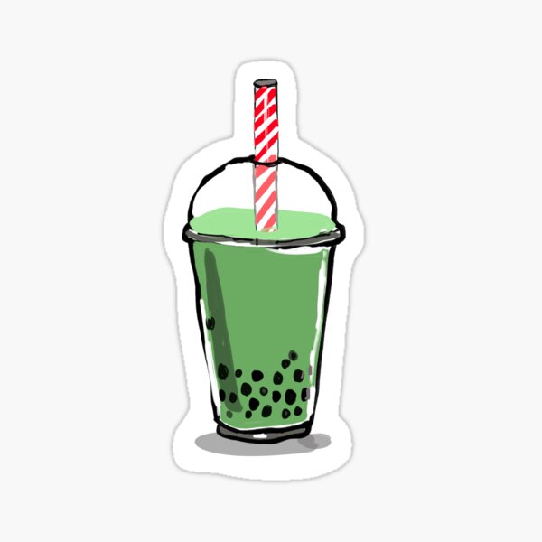 Green tea boba drink Sticker