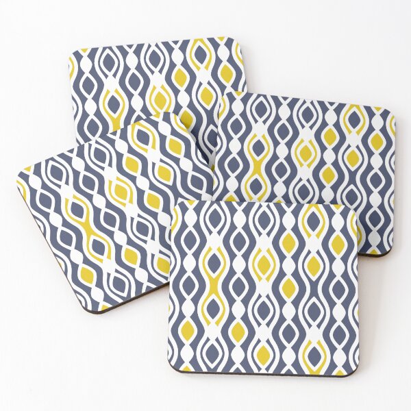 Item preview, Modern ornaments in navy blue, white, mustard yellow designed and sold by Svitac.