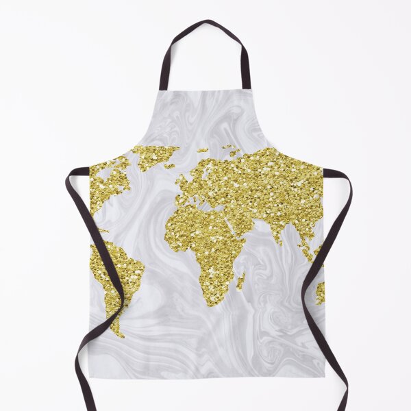 Item preview, Gold World Map on Faux White Marble designed and sold by Julie Erin Designs.