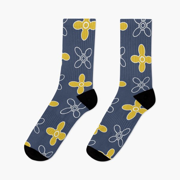 Item preview, Ornamental pattern flowers, simple, elegant, navy blue, mustard yellow designed and sold by Svitac.