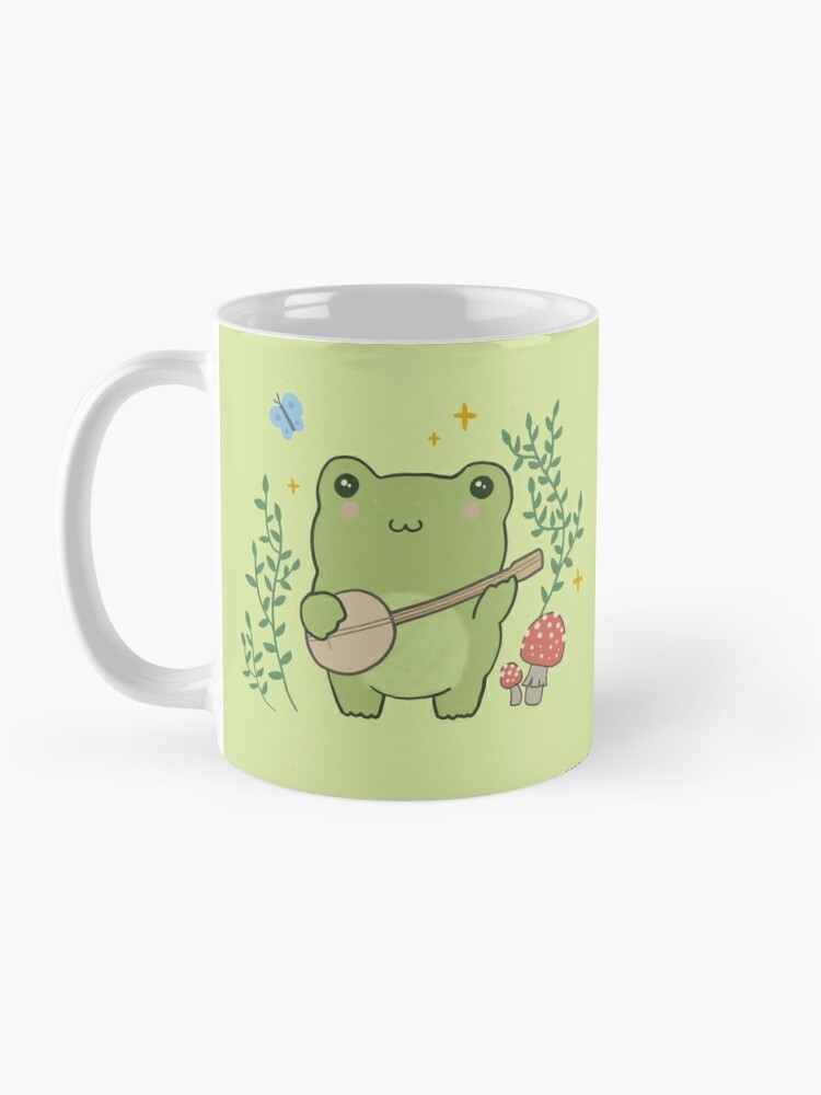 Kawaii Cute Frog Banjo Butterfly Cottagecore Aesthetic Mug - Teeruto