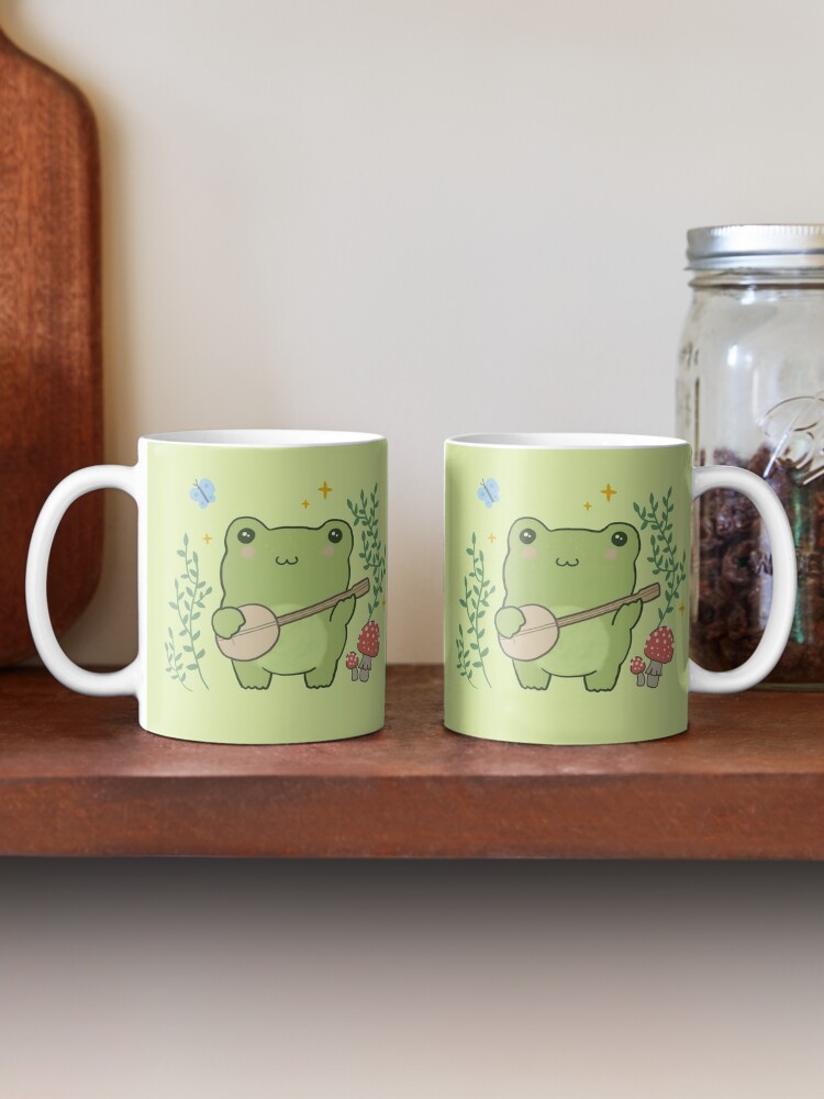 Kawaii Cute Frog Banjo Butterfly Cottagecore Aesthetic Mug - Teeruto