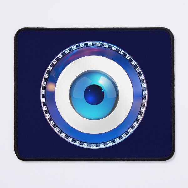 Item preview, Mati Evil Eye Blue Small Greek Keys designed and sold by Yiorgos Designs.