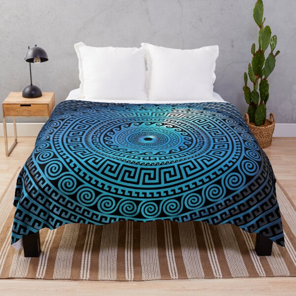 Item preview, Mati Evil Eye Glass Sky Blue Meandros Patterns designed and sold by Yiorgos Designs.