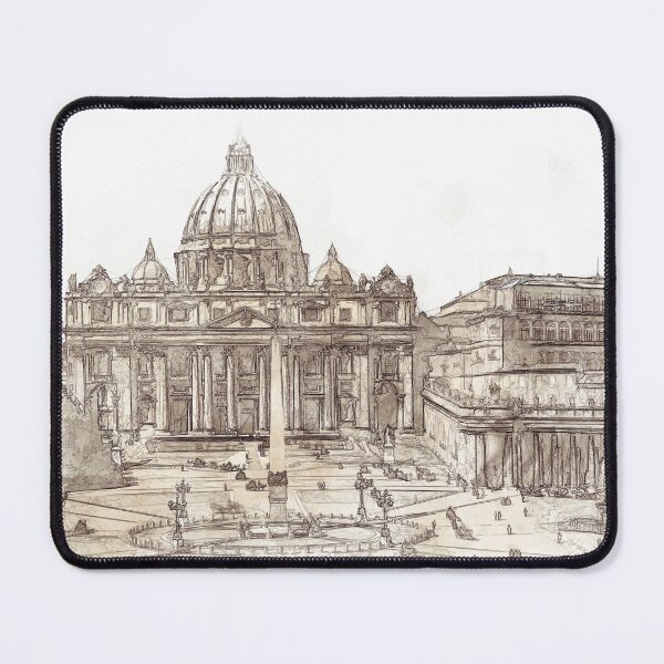 Item preview, Piazza San Pietro (Saint Peters Square), Rome, Italy - Line and Wash Sketch designed and sold by Retro Art Factory.