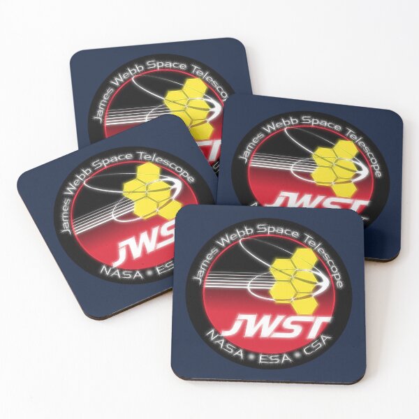 Item preview, JWST James Webb space telescope badge yellow twinkling designed and sold by SolidEarthArt.