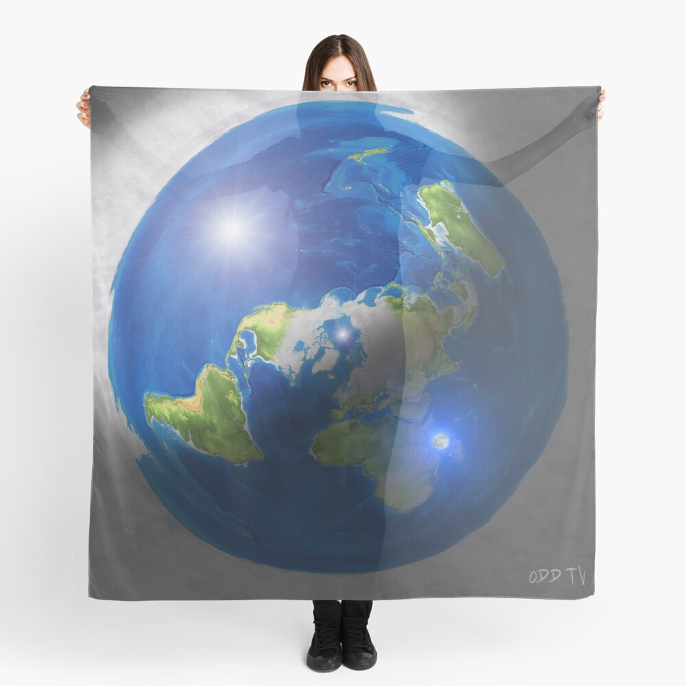 Flat Earth with Sun, Moon & Polaris Scarf